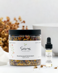 Sans Skincare organic Floral Bouquet Facial Steam with rose petals and chamomile, paired with lavender essential oil