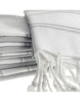 Sans Skincare grey striped peshtemal towel – organic cotton hand towel for spa rituals, skincare routines, and natural self-care