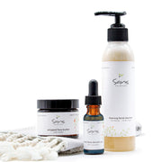 Sans Skincare Daytime Ritual – Foaming Facial Cleanser, Whipped Face Butter with CoQ10, and Mavi Face Serum with Squalane