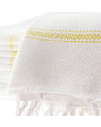 Sans Skincare golden striped peshtemal towel – organic cotton hand towel handmade in Turkey for skincare and spa rituals