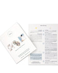 Printed skincare ritual card from Sans Skincare Starter Set, with directions for daily and weekly plant-based facial care routine
