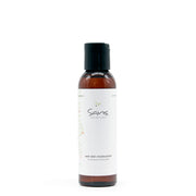 Sans Skincare Wet Skin Moisturizer in amber bottle with black flip cap, labeled as in-shower moisturizer.