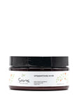Sans Skincare Whipped Body Scrub in amber jar with black lid, natural exfoliating scrub that smooths and moisturizes skin