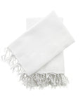 Sans Skincare Turkish peshtemal towel – organic cotton hand towel in bright white for face, spa rituals, and natural self-care