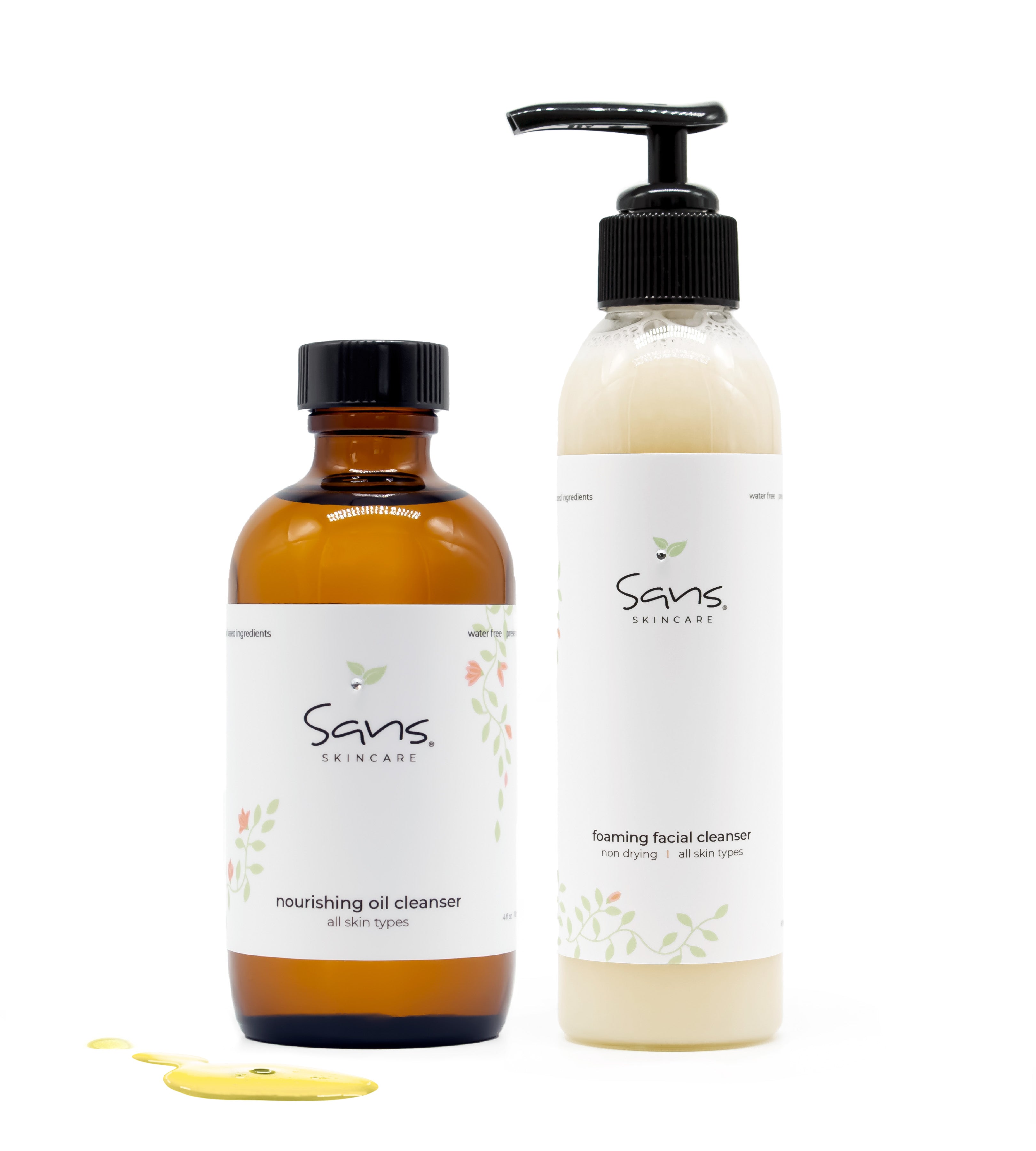 Sans Skincare Double Cleanse Bundle – Foaming Facial Cleanser and Nourishing Oil Cleanser for a complete cleansing ritual