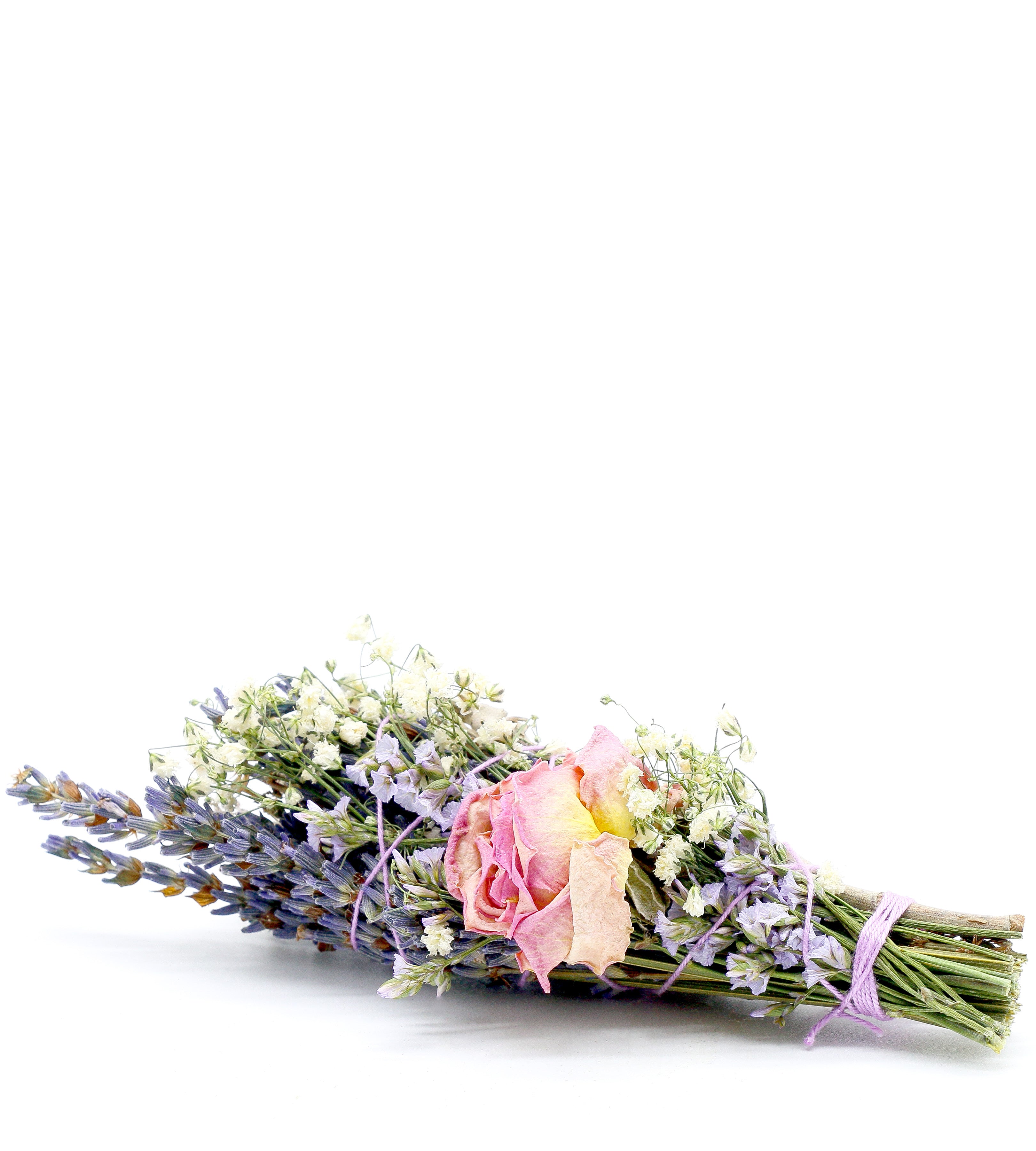 Lavender Thyme Smudge Bundle with dried lavender, thyme, and flowers – natural ritual stick for calm, cleansing, and protection