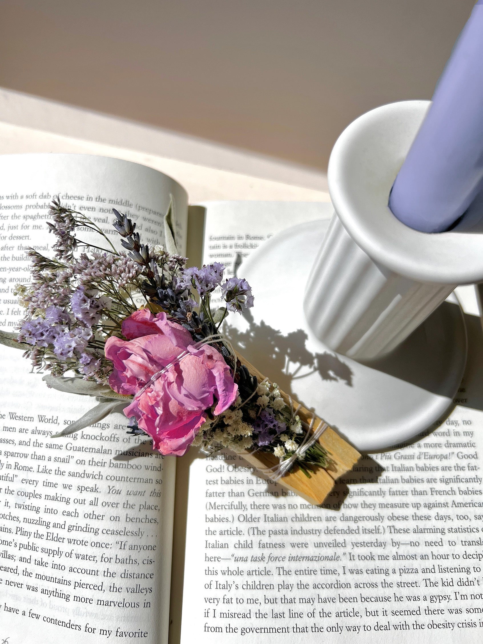 Botanical Palo Santo Smudge Bundles – rose and lavender floral sage sticks for natural cleansing, grounding, and renewal rituals