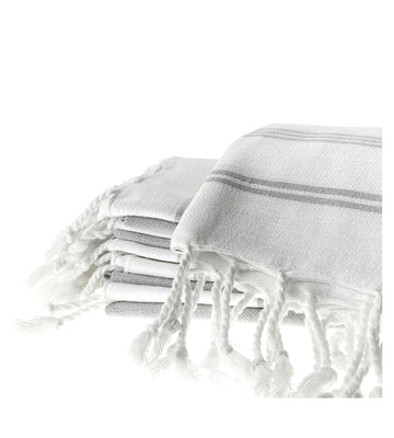 Organic Cotton Turkish Peshtemal Hand Towel Grey Stripes