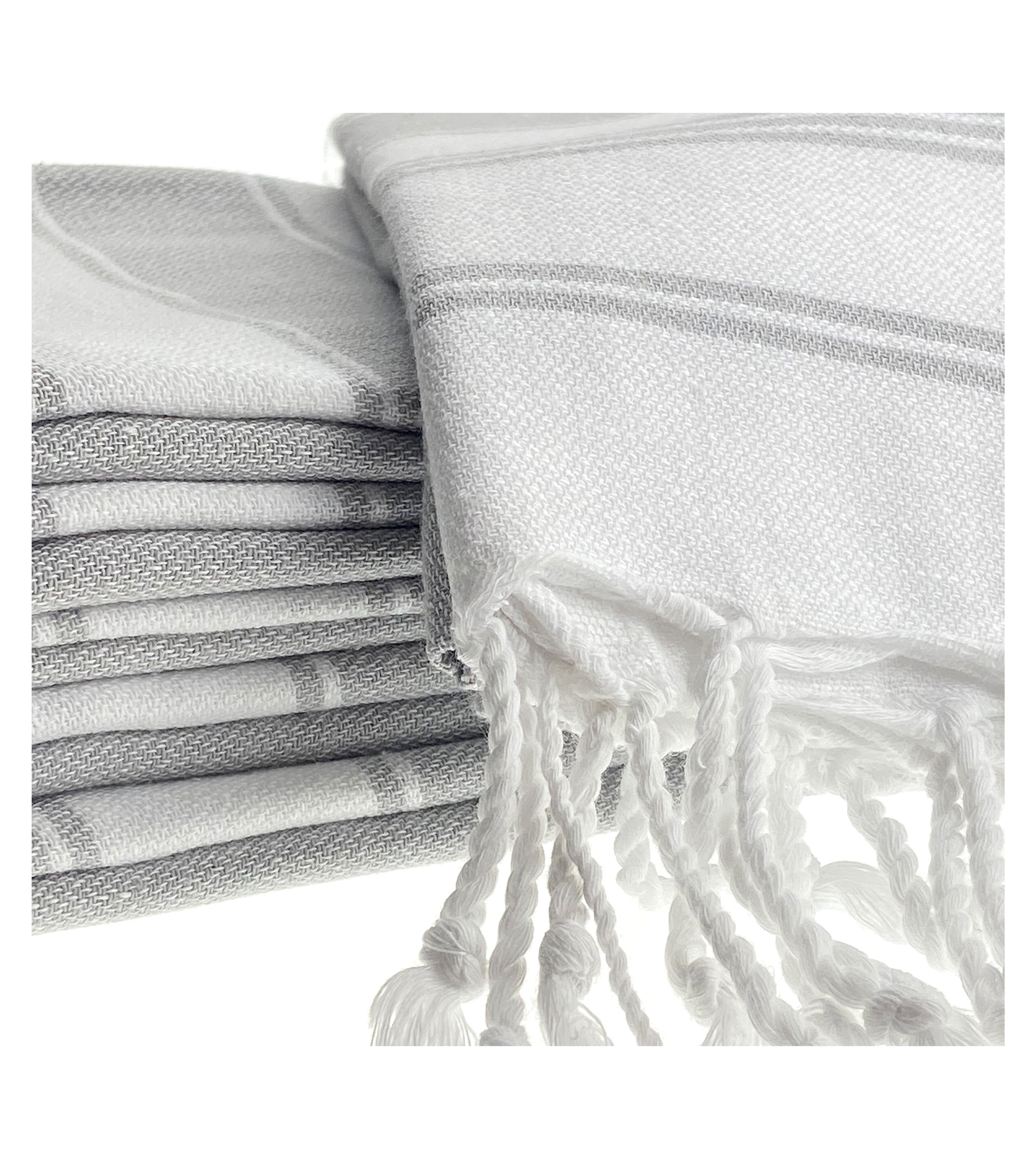 Sans Skincare grey striped peshtemal towel – organic cotton hand towel for spa rituals, skincare routines, and natural self-care