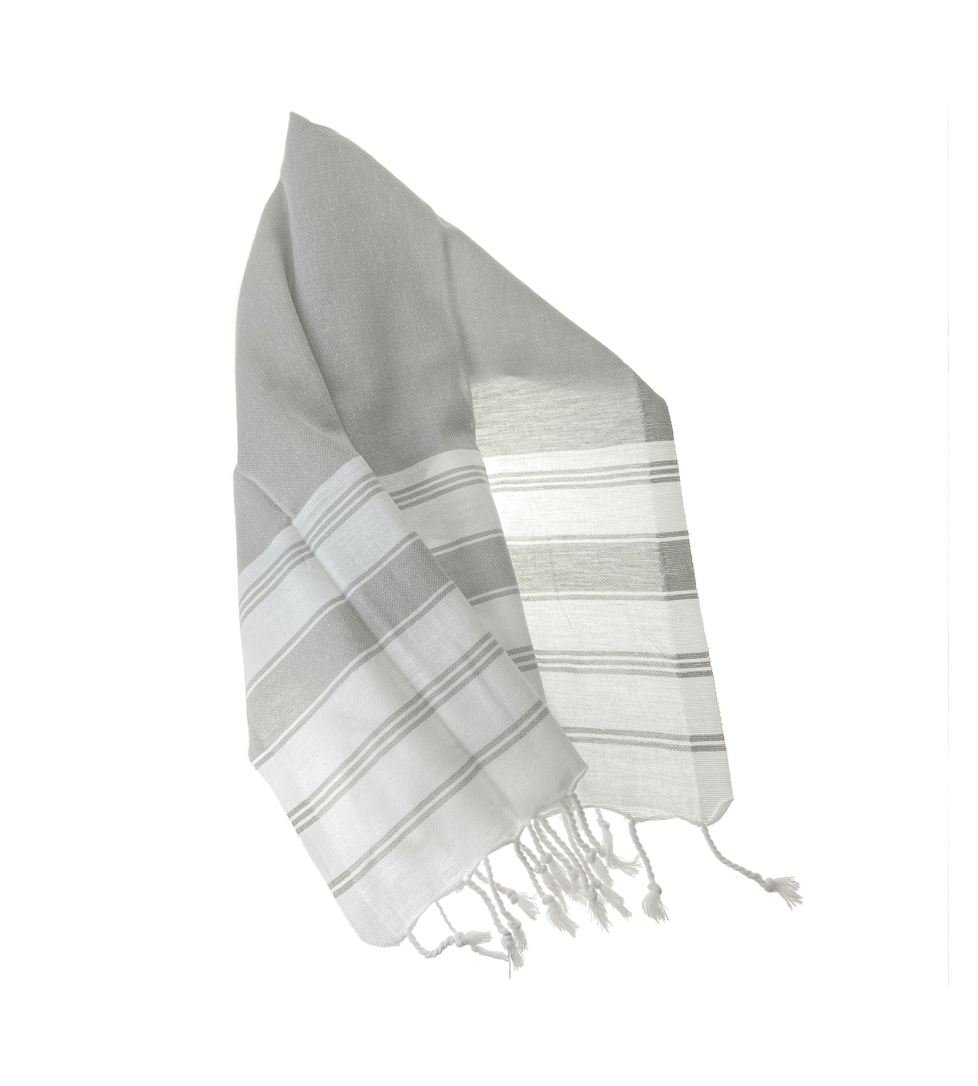 Organic cotton grey striped peshtemal towel – lightweight, eco-friendly, handwoven Turkish towel for spa and self-care rituals