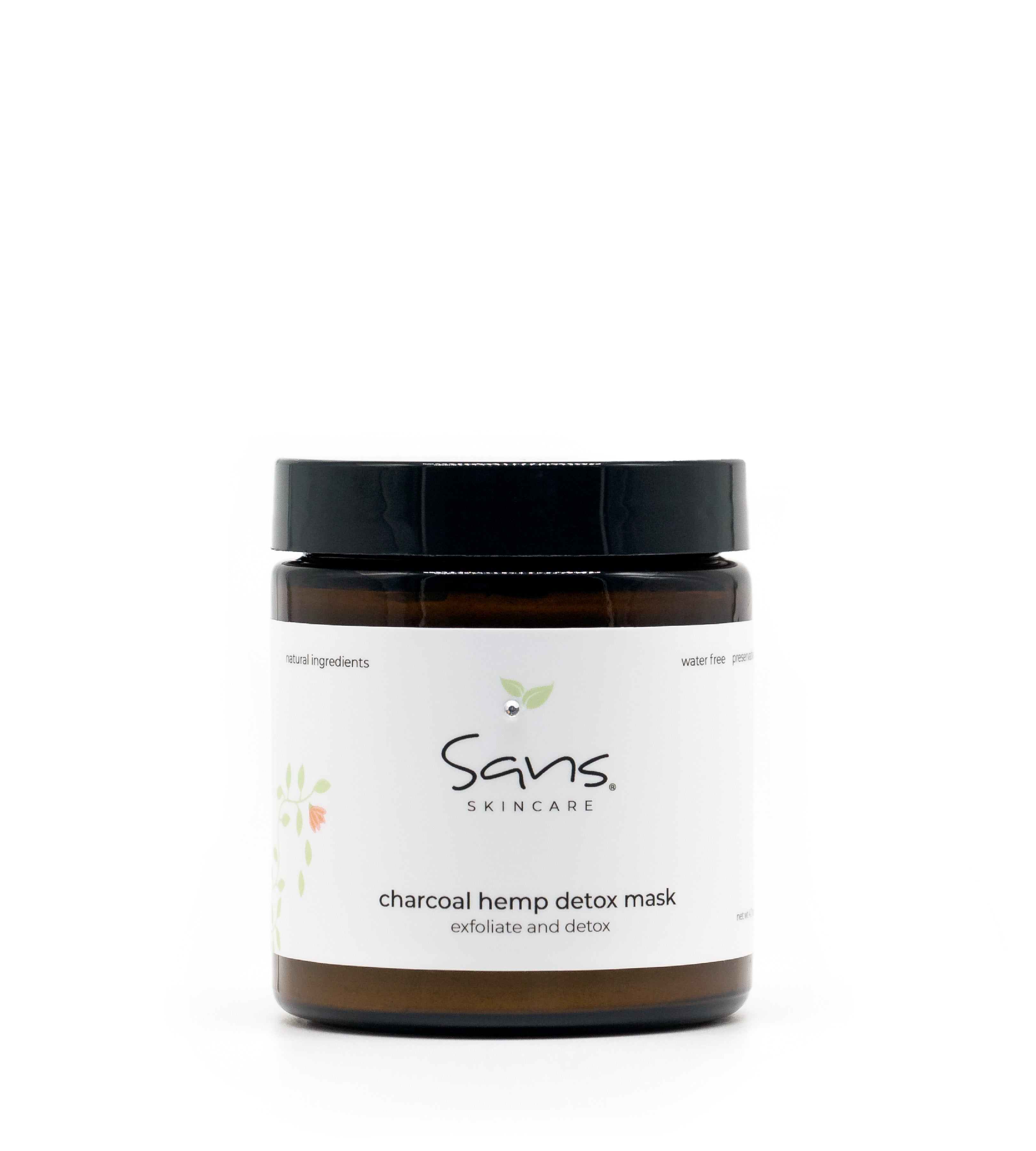 Sans Skincare Charcoal Hemp Detox Mask – water-free face mask to exfoliate, detox, and balance oily or congested skin