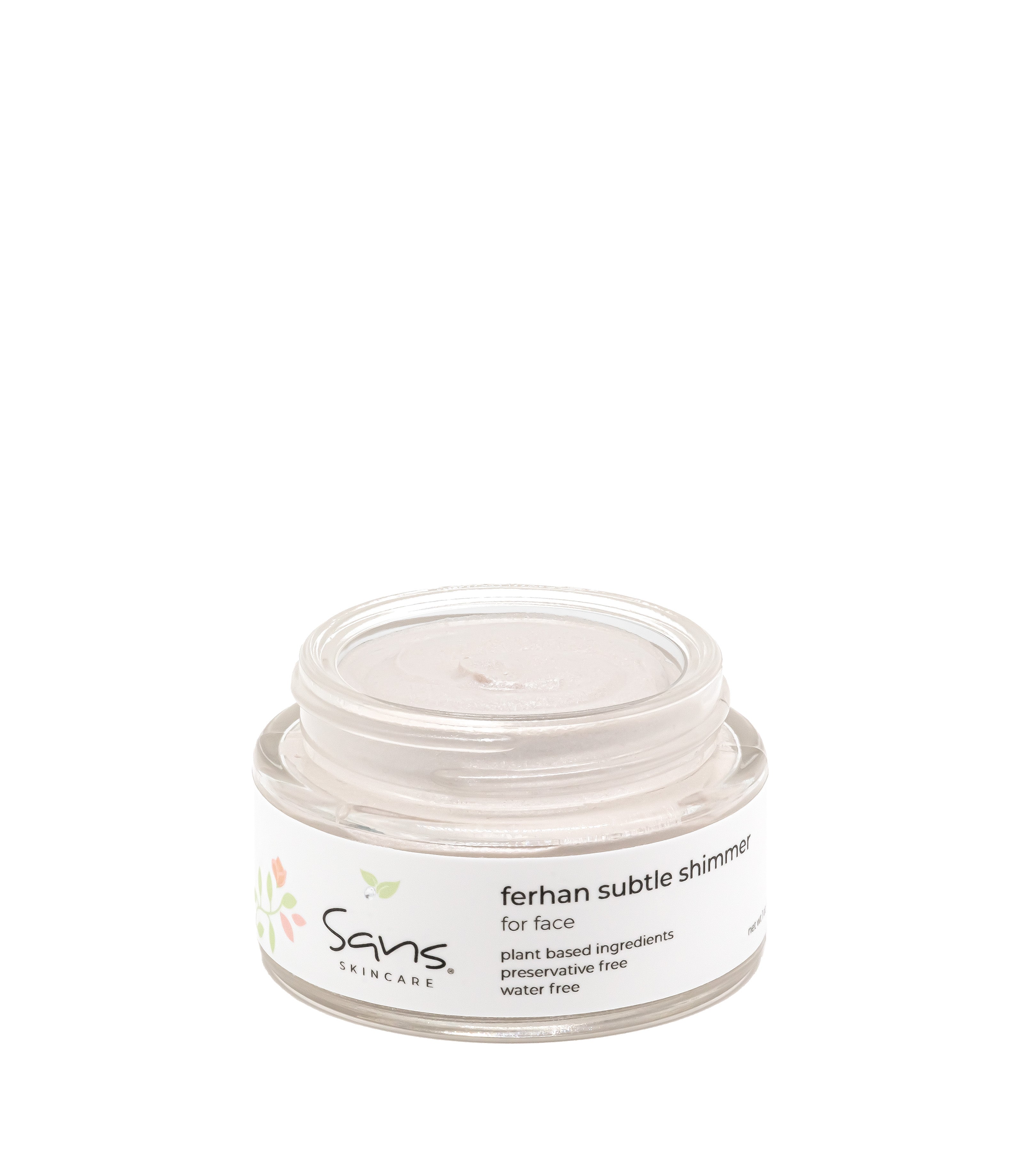 Ferhan Subtle Shimmer by Sans Skincare – creamy, luminous face balm with natural glow-enhancing shimmer inside jar
