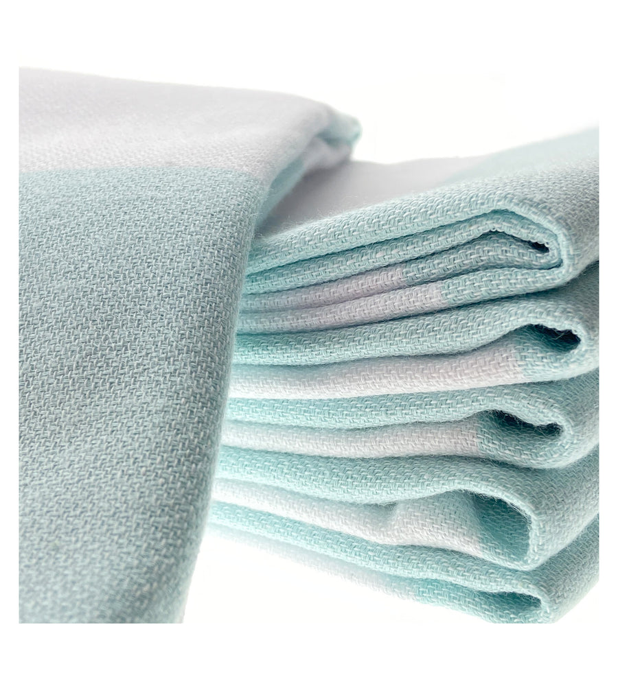 Organic Cotton Turkish Peshtemal Hand Towel Mint Stripes