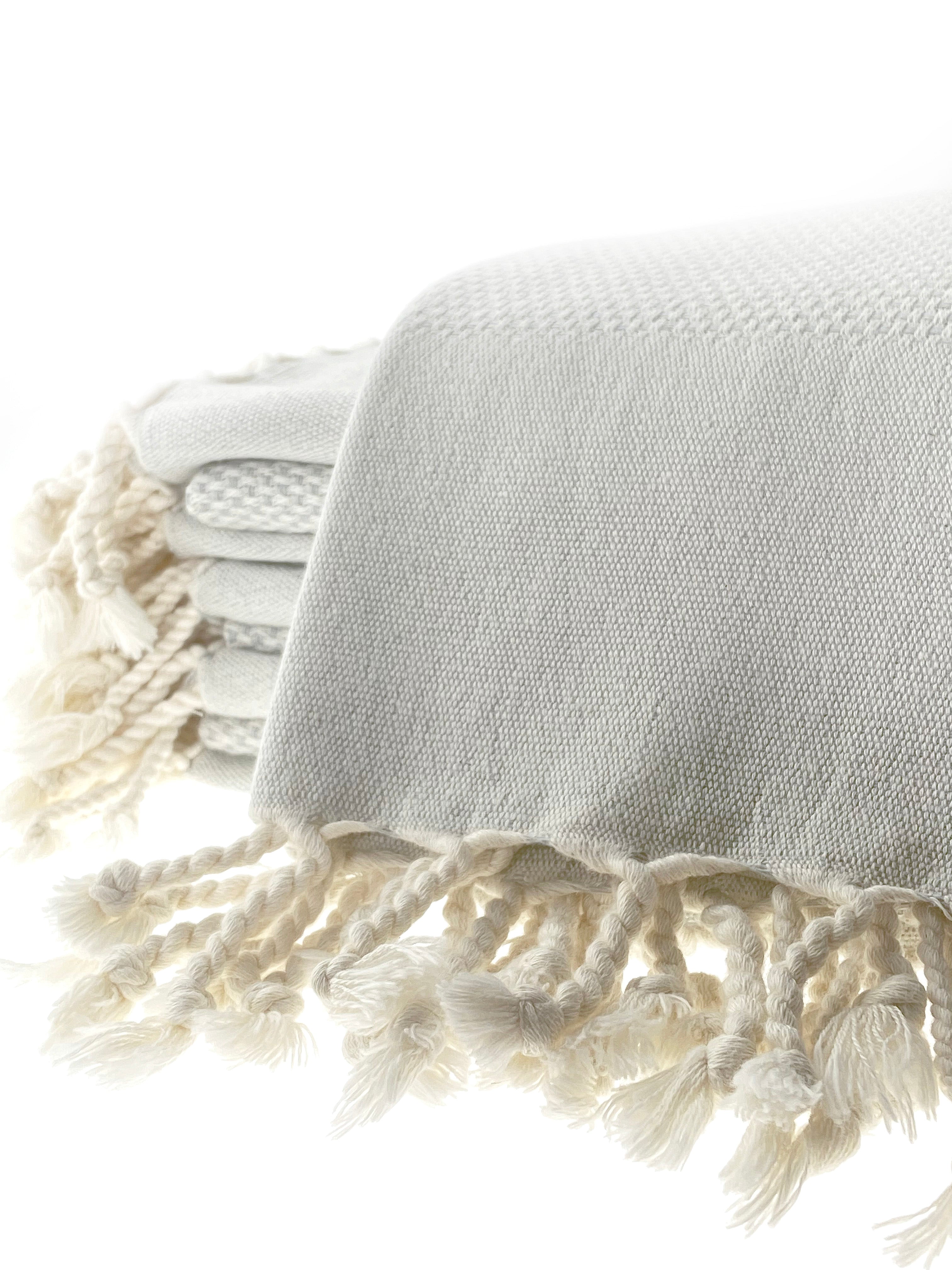 Sandstone organic cotton Turkish peshtemal hand towel – artisan-made, eco-friendly, soft spa towel with fringe edges