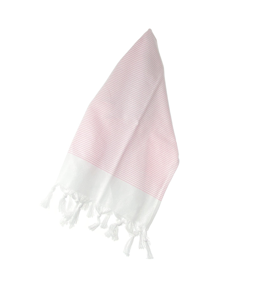 Organic Cotton Turkish Peshtemal Hand Towel Pink Pin Stripes